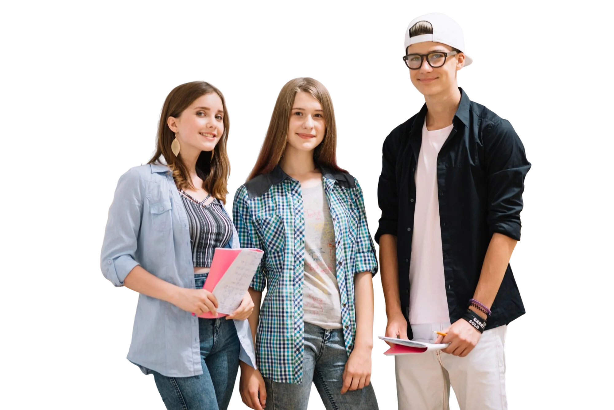 Cheerful young learners posing together
