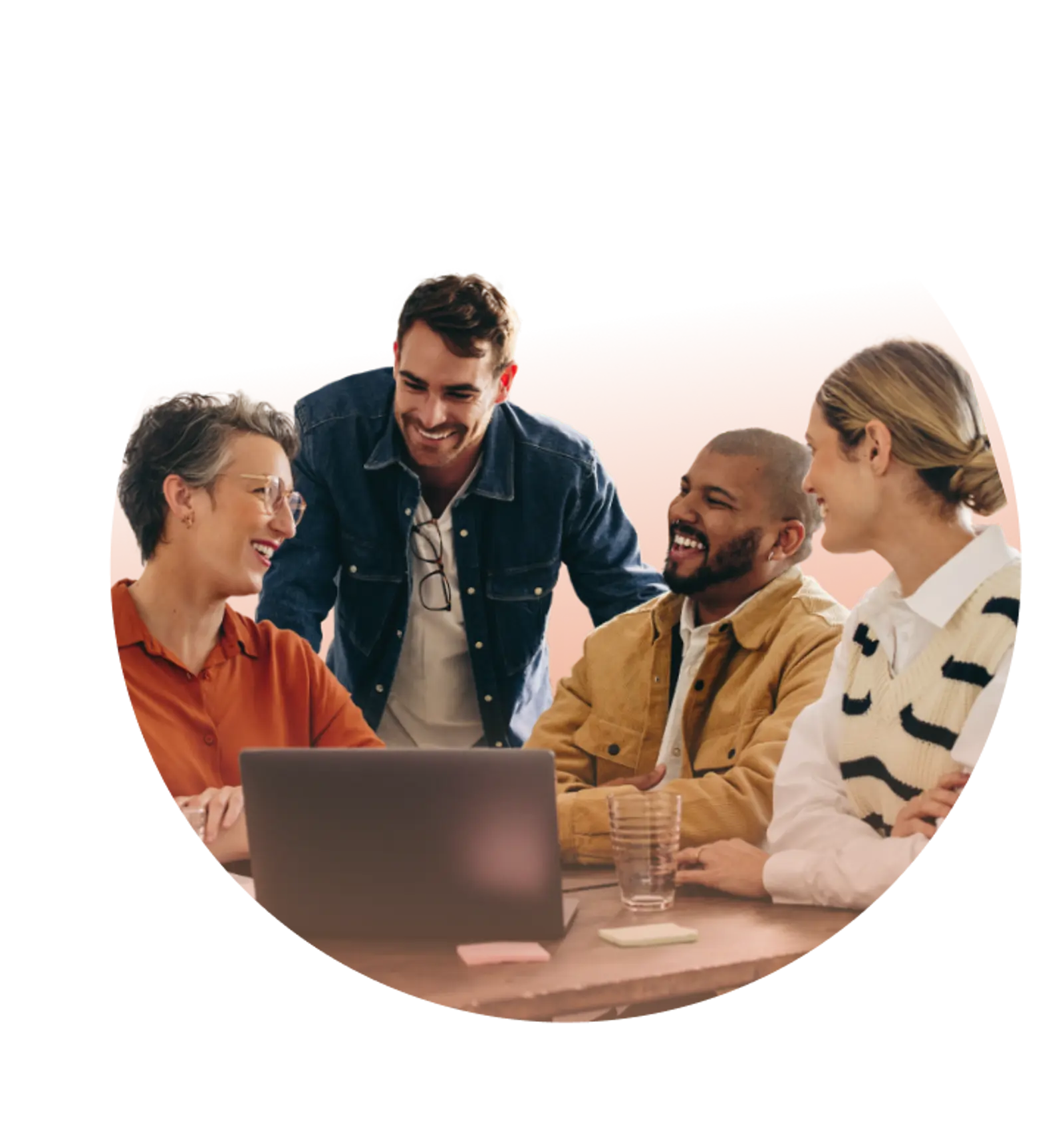 Employees collaborating on a workplace training program
