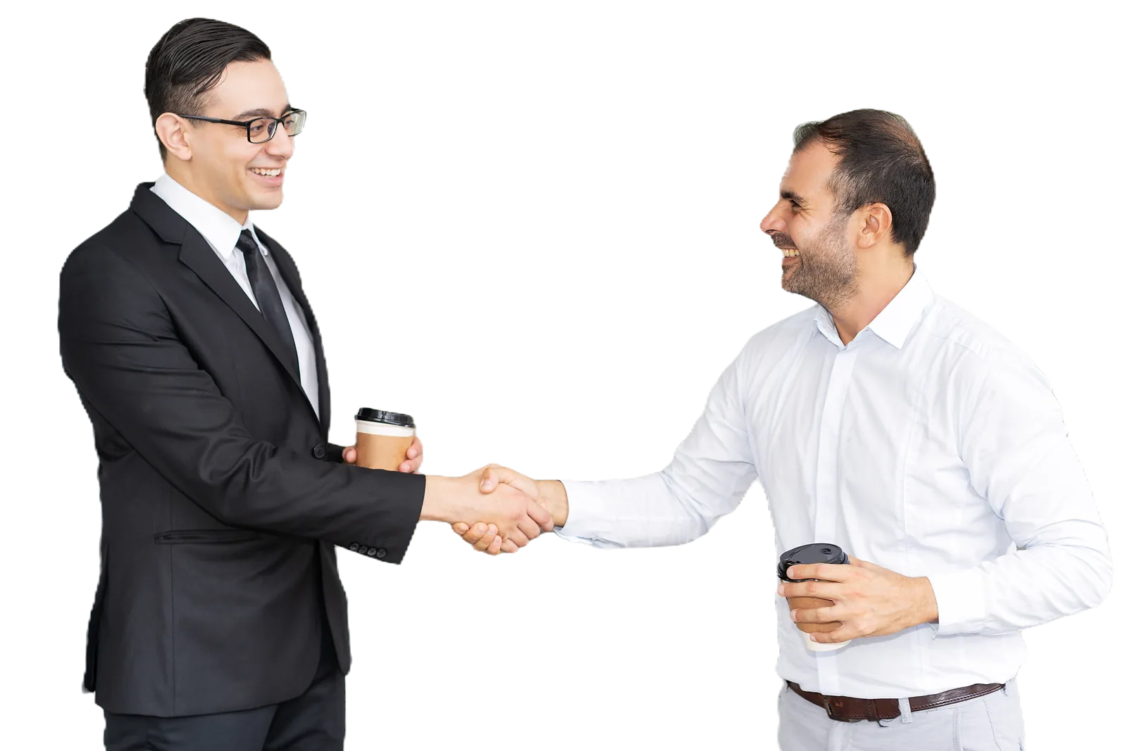 Happy business partners shaking hands