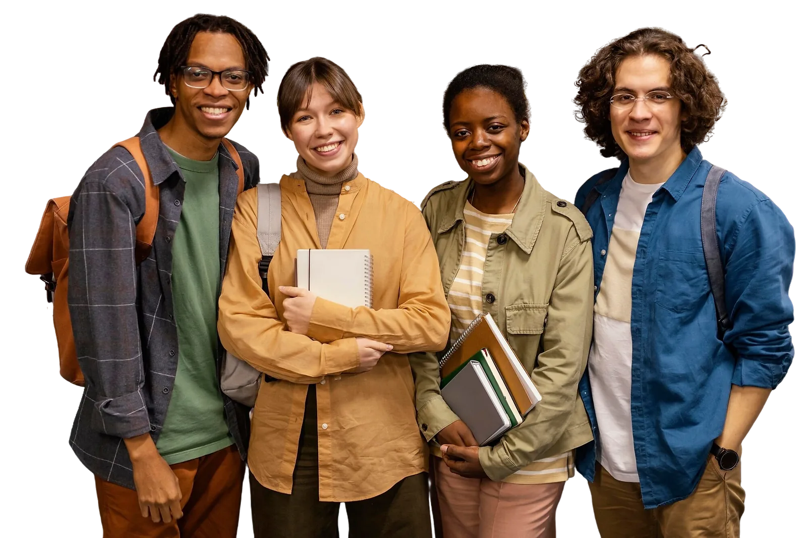 University colleagues posing together on campus